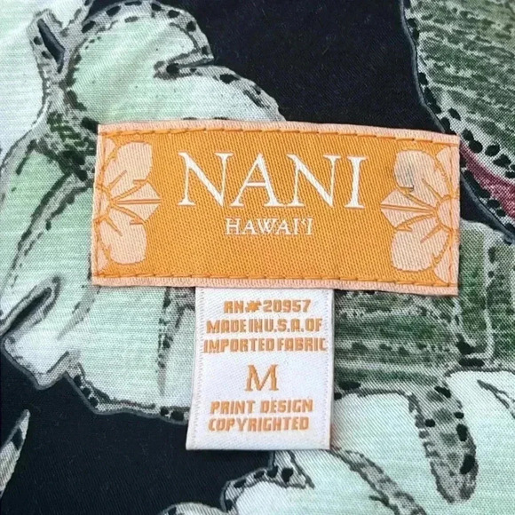 Nani Hawaii Dress Women’s Size Medium Black/Green/Wine Tropical Island Vacation - Picture 2 of 8